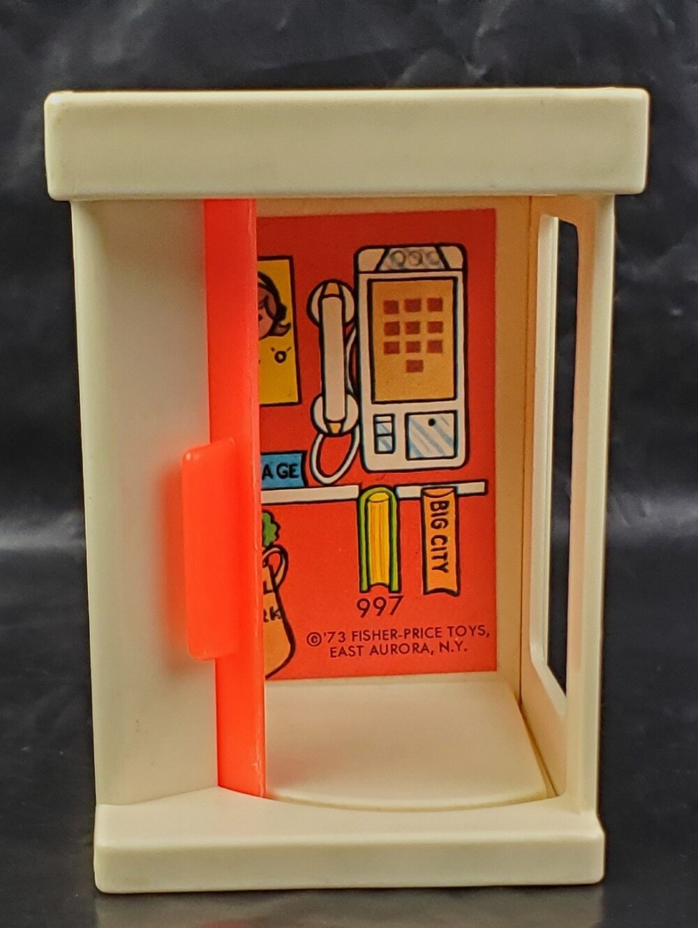 Fisher Price VTG 1973 Little People Phone Booth #997 Play Family Village - EUC